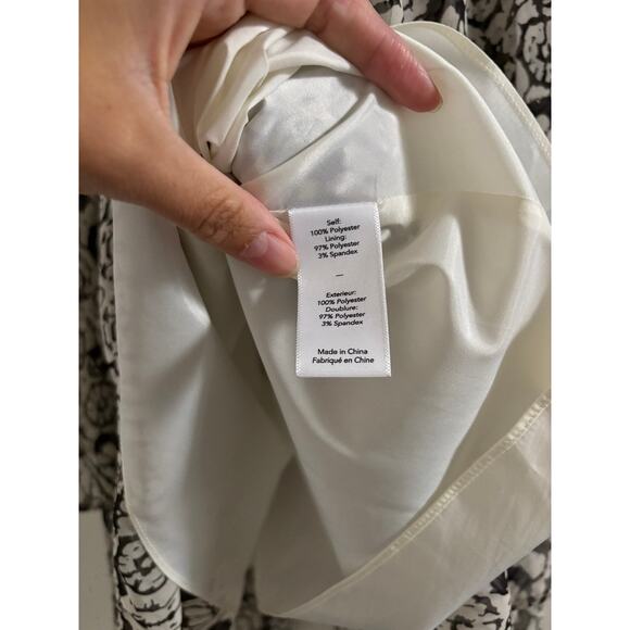 Likely Revolve Dress Women's 4 Mini Slip Black Cream Beak Print Layers V Neck - Picture 6 of 9